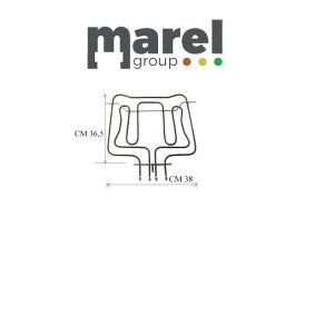 RESISTENZA ELETTRICA PER FORNO ADATTABILE SMEG W1000/1700 V 230 cm.38,2 x 36 STAFFA cm.15 INTERASSE FISSAGGIO cm.13,3 INTERASSE FASTON cm.10 e 2,5