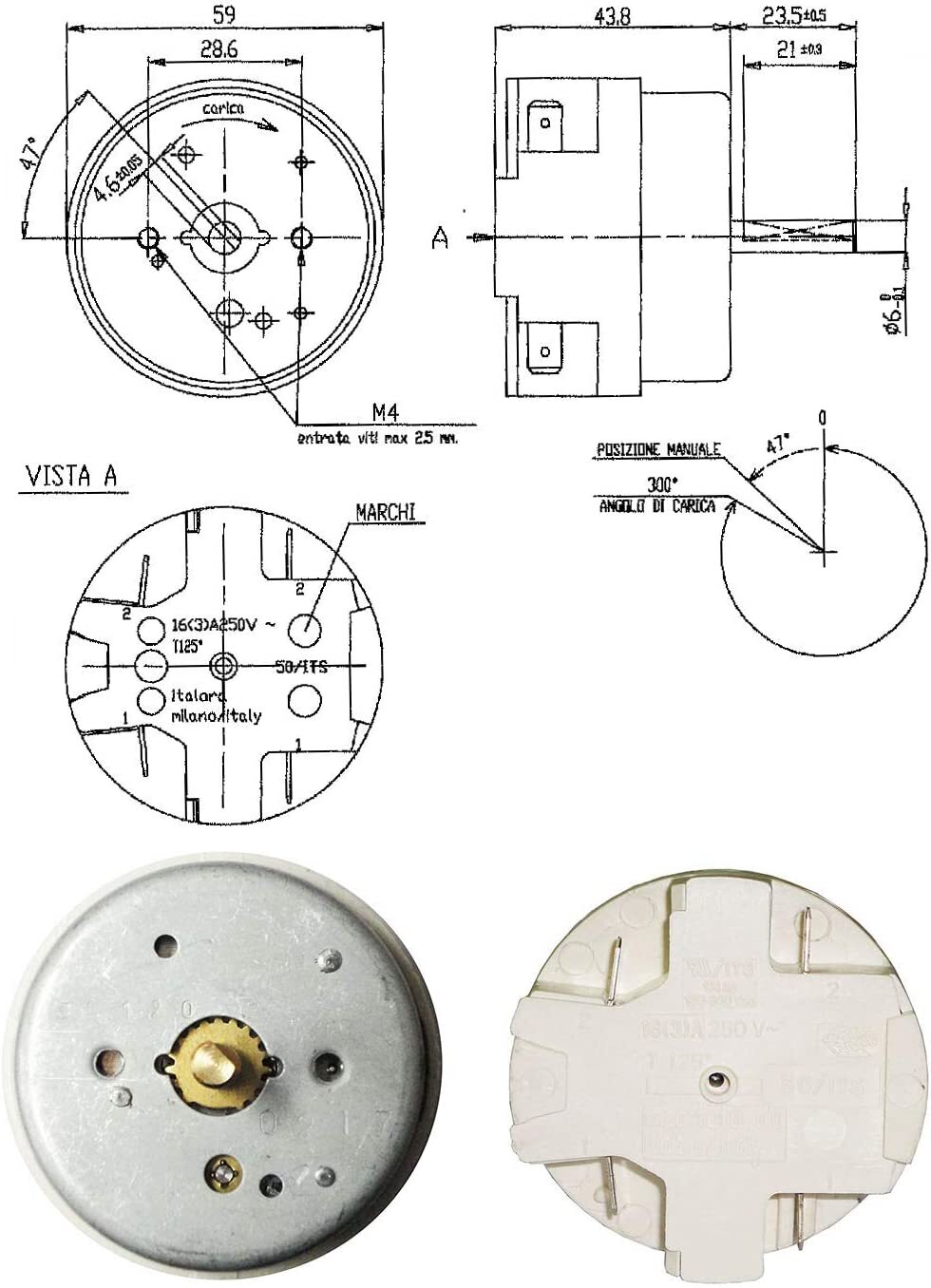 Timer Temporizzatore conto alla rovescia 120 minuti Serie 50/ITS